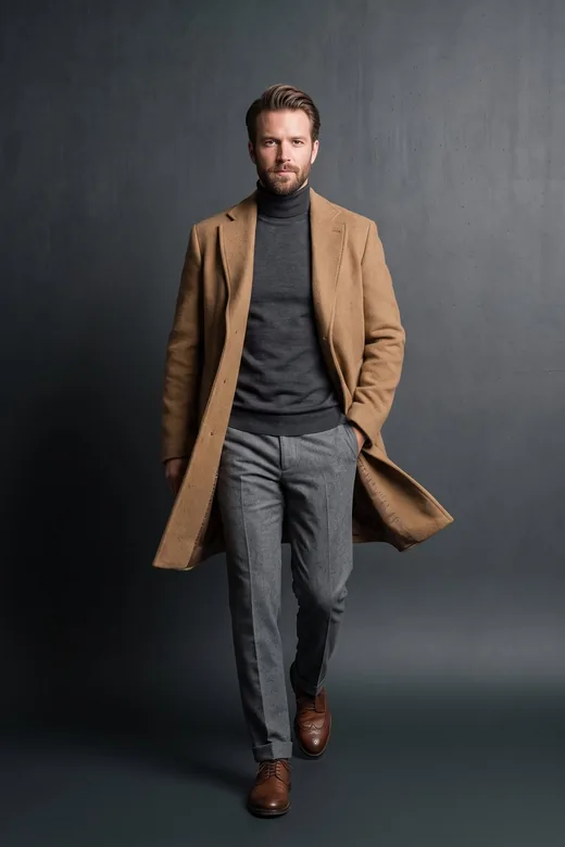 A look: navy suit.